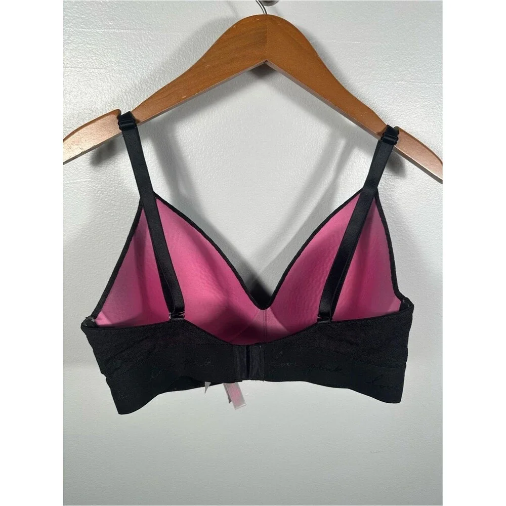 PINK Victoria's Secret Black Leopard Wear Everywhere Wireless Bra Size 36DD